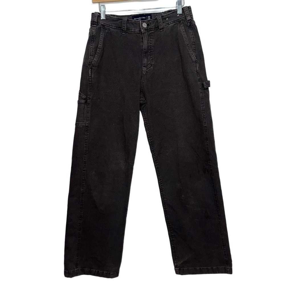 Abercrombie & Fitch Baggy Black Denim Cargo Pants Utility Pants Size 28W x 32L
